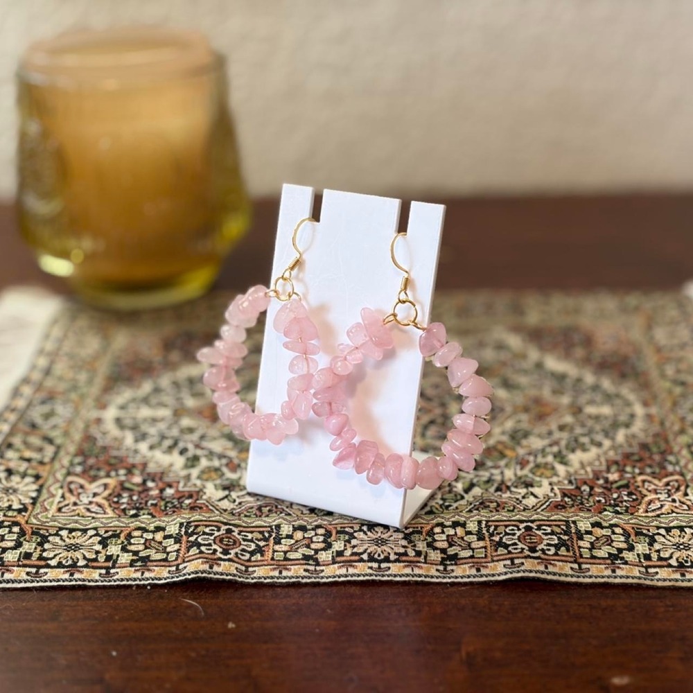 Handmade Rose Quartz Beaded Earrings